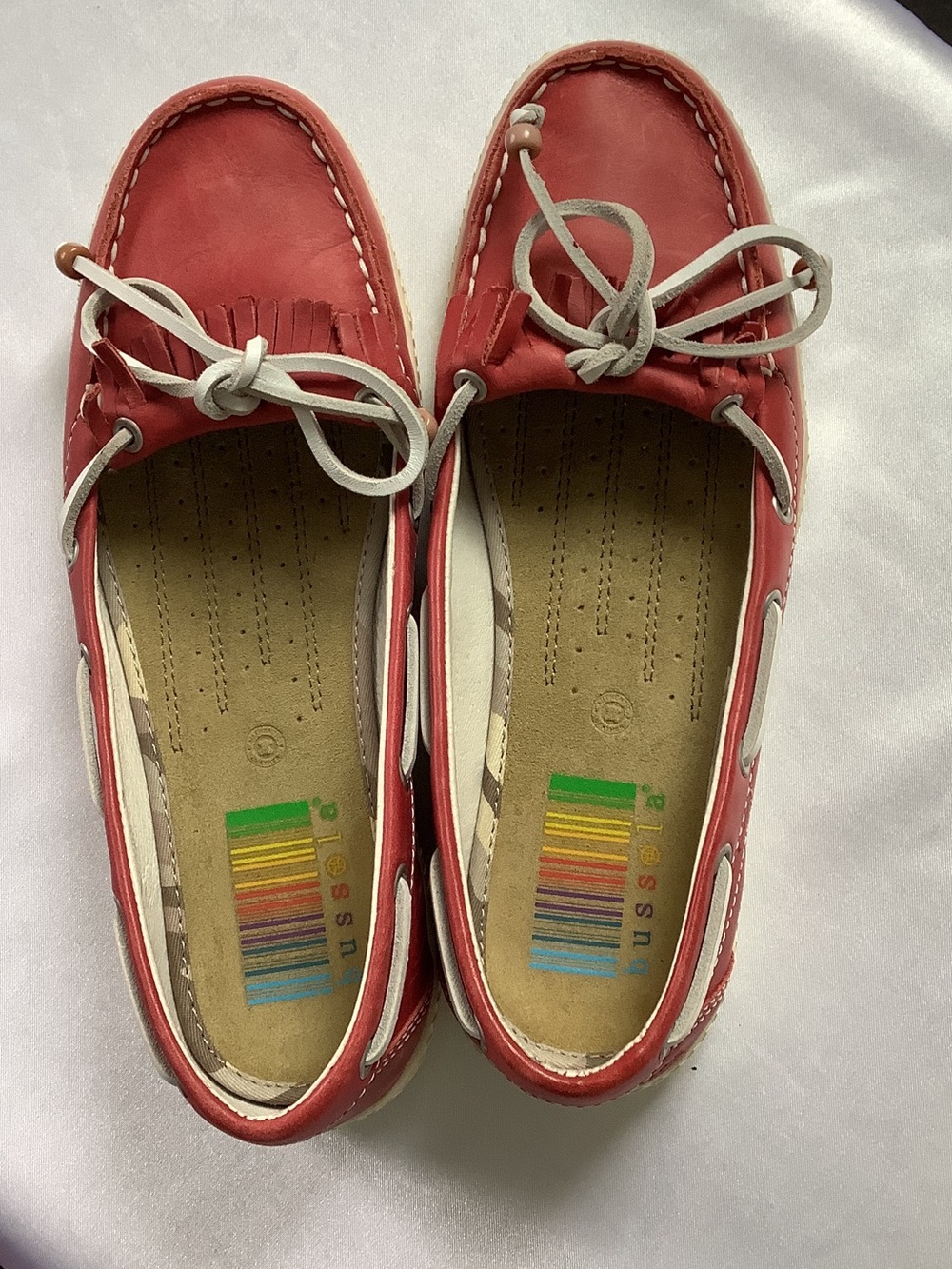 Bussola Coral and White Leather Boat Shoes. Great color and very nice on !